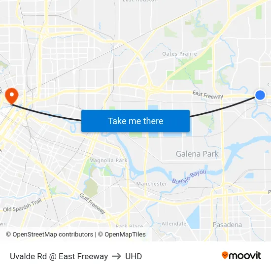 Uvalde Rd @ East Freeway to UHD map
