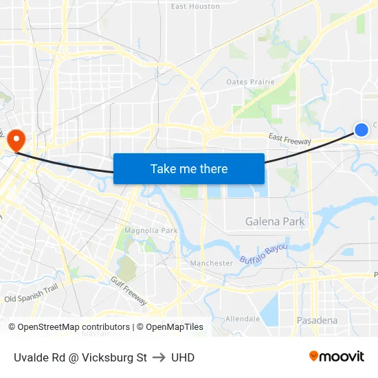 Uvalde Rd @ Vicksburg St to UHD map