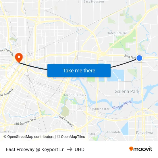 East Freeway @ Keyport Ln to UHD map