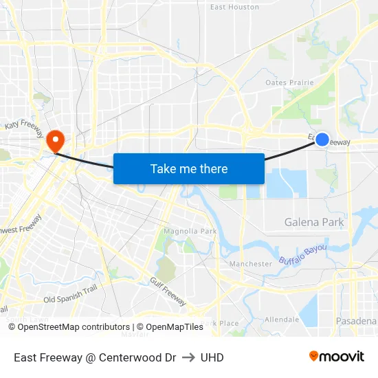 East Freeway @ Centerwood Dr to UHD map