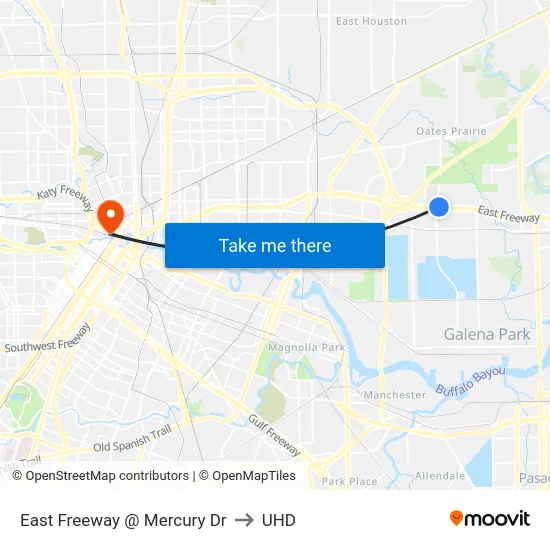 East Freeway @ Mercury Dr to UHD map
