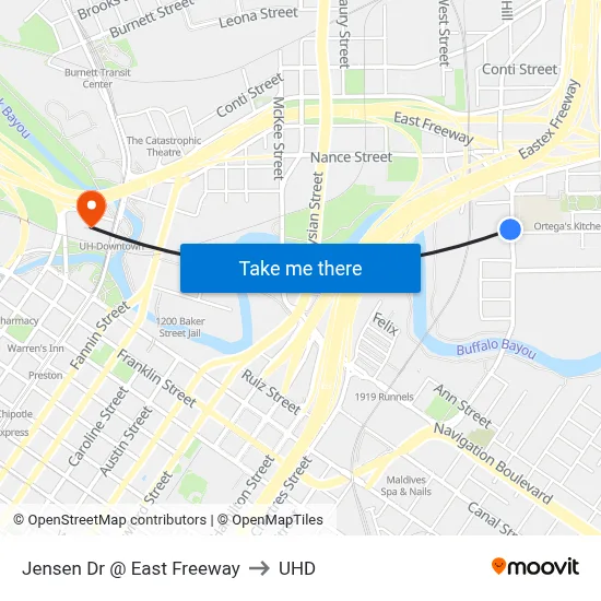 Jensen Dr @ East Freeway to UHD map