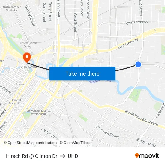 Hirsch Rd @ Clinton Dr to UHD map