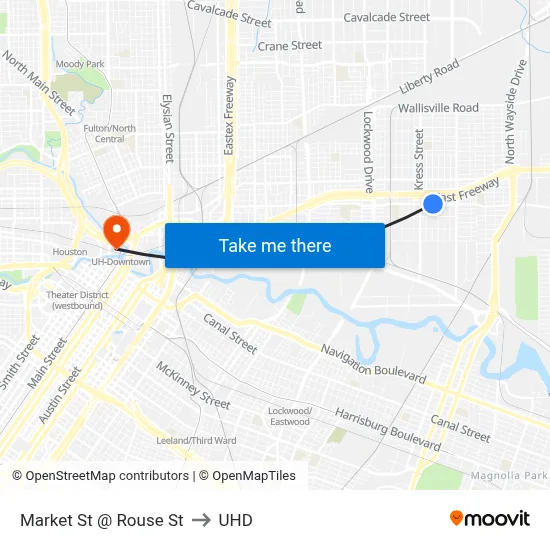 Market St @ Rouse St to UHD map