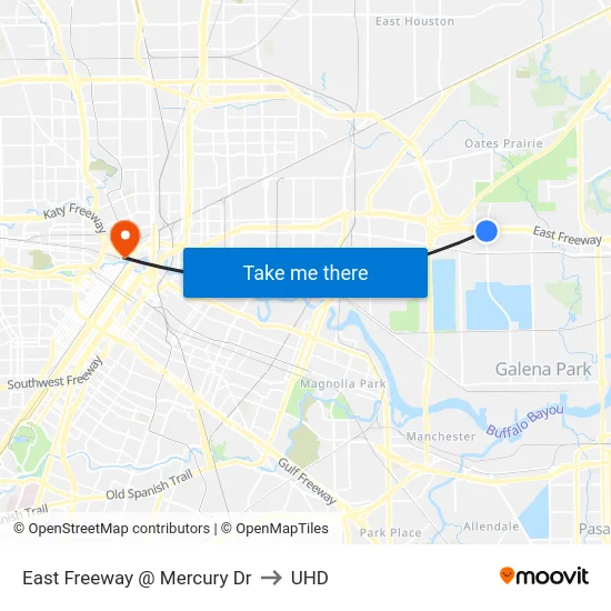 East Freeway @ Mercury Dr to UHD map