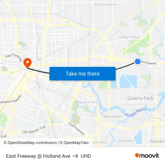 East Freeway @ Holland Ave to UHD map