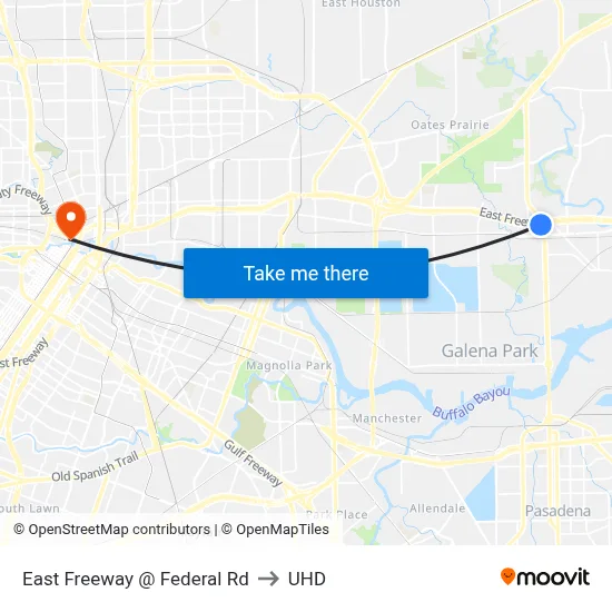East Freeway @ Federal Rd to UHD map