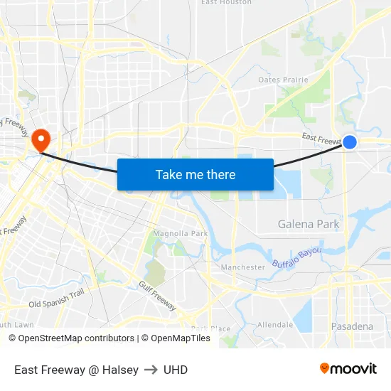 East Freeway @ Halsey to UHD map