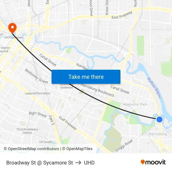 Broadway St @ Sycamore St to UHD map