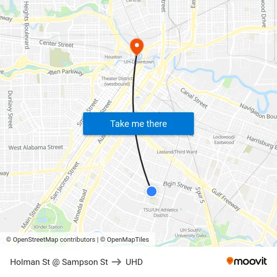 Holman St @ Sampson St to UHD map