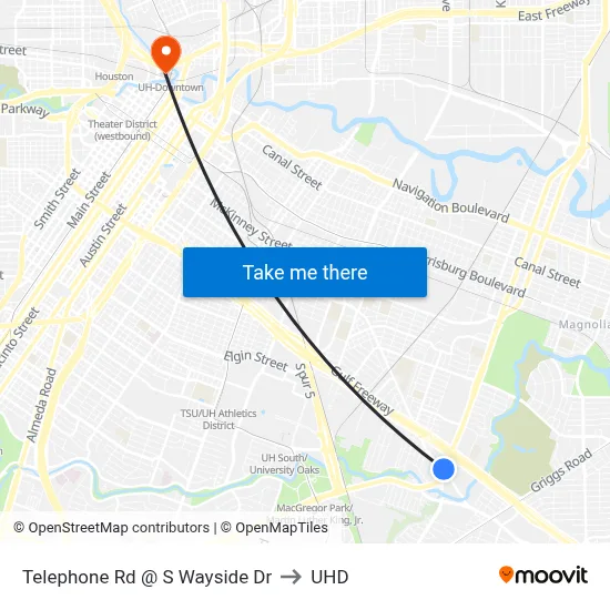 Telephone Rd @ S Wayside Dr to UHD map