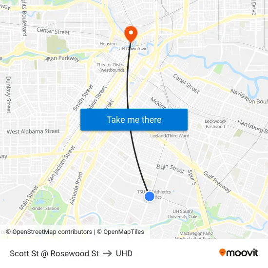 Scott St @ Rosewood St to UHD map