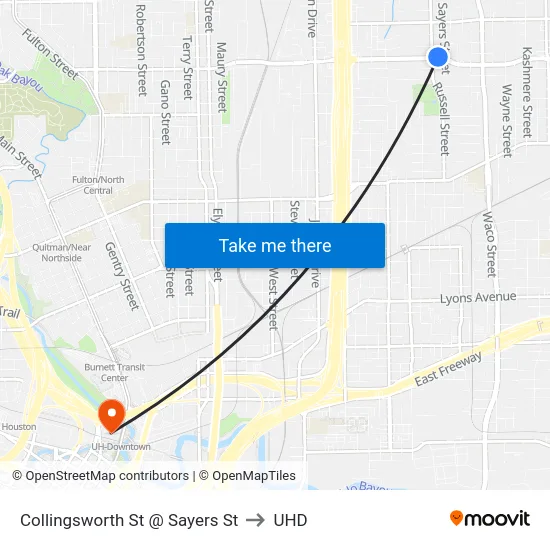 Collingsworth St @ Sayers St to UHD map