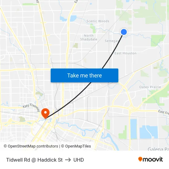 Tidwell Rd @ Haddick St to UHD map