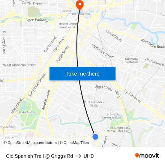 Old Spanish Trail @ Griggs Rd to UHD map