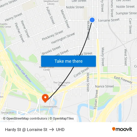 Hardy St @ Lorraine St to UHD map