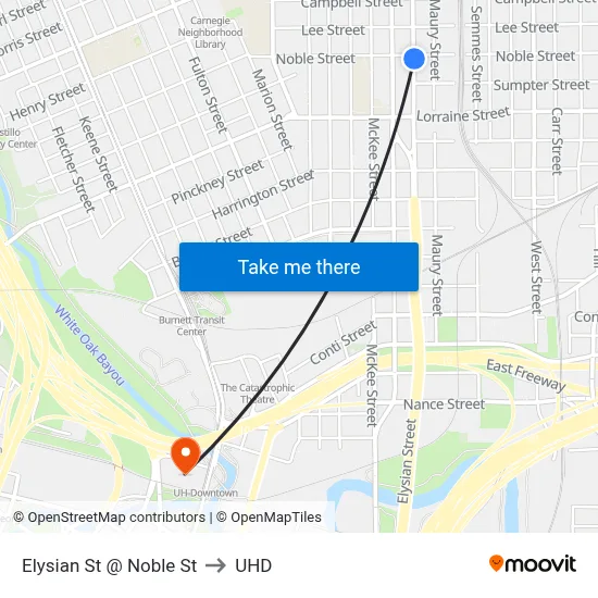 Elysian St @ Noble St to UHD map
