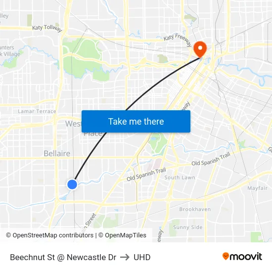 Beechnut St @ Newcastle Dr to UHD map