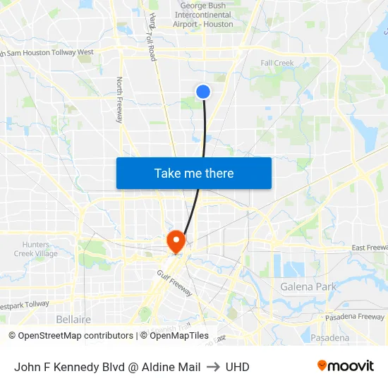 John F Kennedy Blvd @ Aldine Mail to UHD map