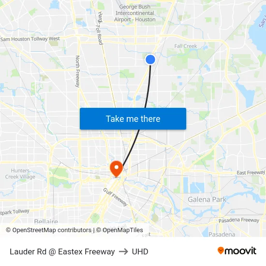 Lauder Rd @ Eastex Freeway to UHD map
