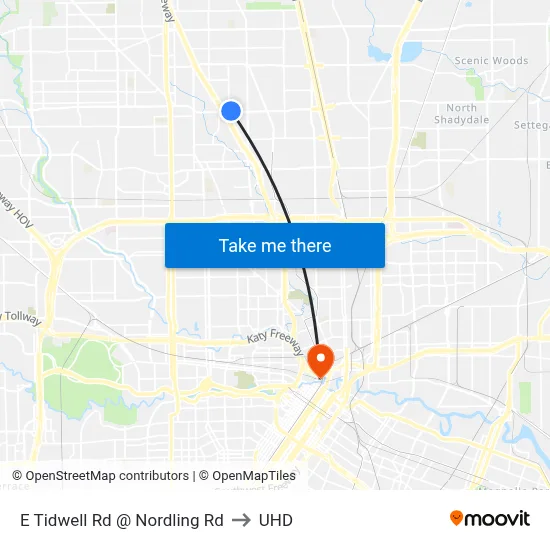 E Tidwell Rd @ Nordling Rd to UHD map