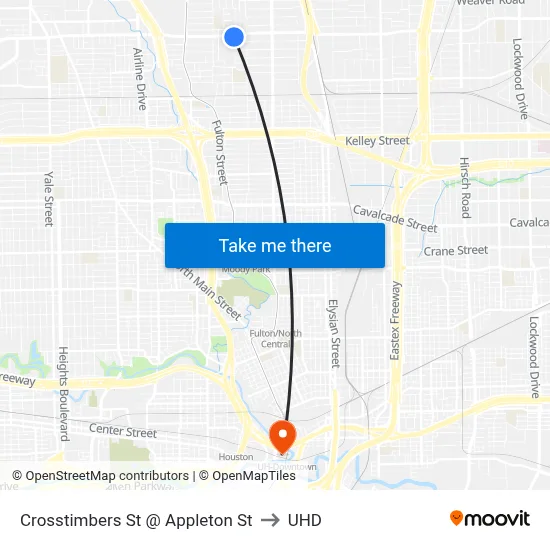 Crosstimbers St @ Appleton St to UHD map