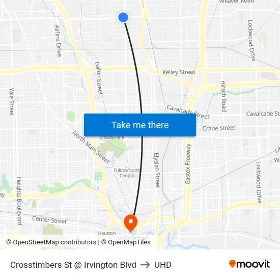 Crosstimbers St @ Irvington Blvd to UHD map