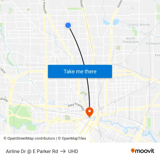 Airline Dr @ E Parker Rd to UHD map