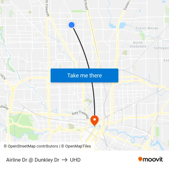 Airline Dr @ Dunkley Dr to UHD map