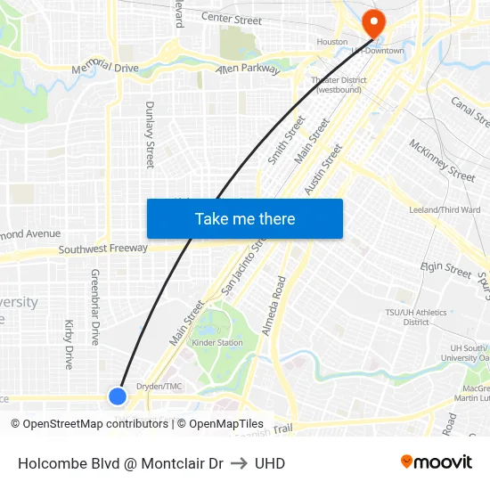 Holcombe Blvd @ Montclair Dr to UHD map