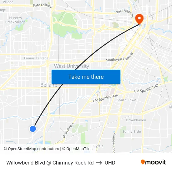 Willowbend Blvd @ Chimney Rock Rd to UHD map