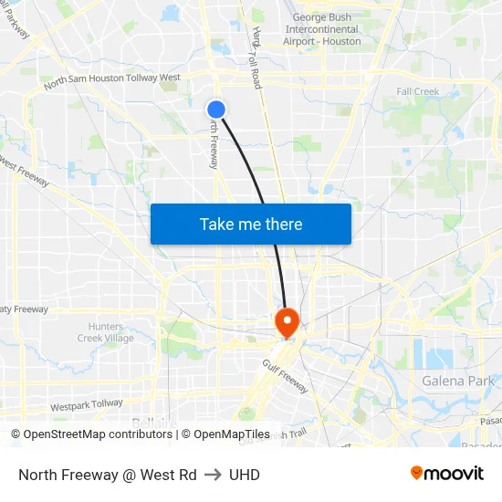 North Freeway @ West Rd to UHD map