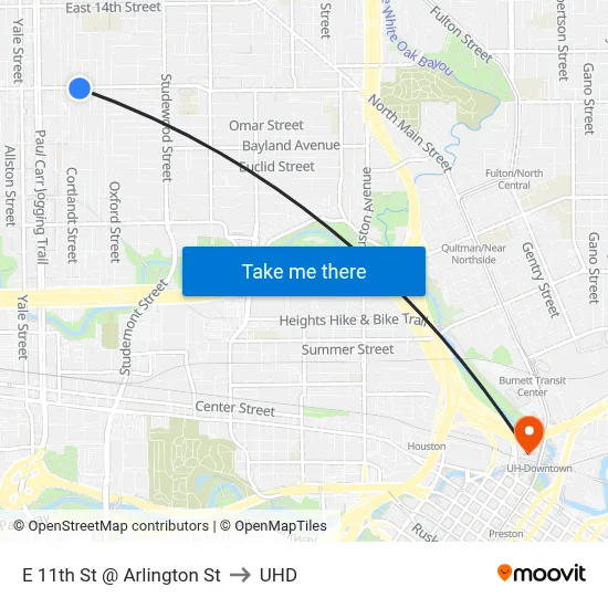 E 11th St @ Arlington St to UHD map