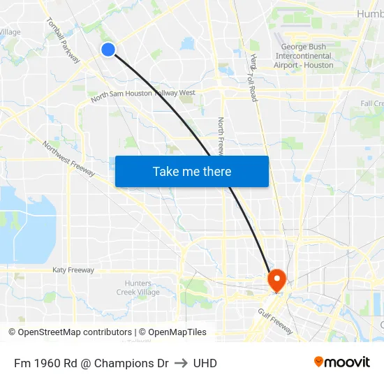 Fm 1960 Rd @ Champions Dr to UHD map