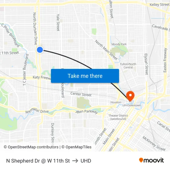 N Shepherd Dr @ W 11th St to UHD map