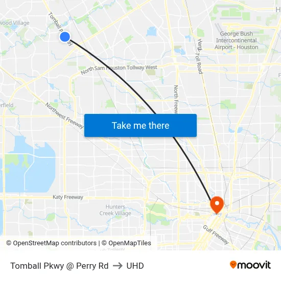 Tomball Pkwy @ Perry Rd to UHD map