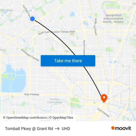 Tomball Pkwy @ Grant Rd to UHD map