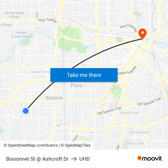 Bissonnet St @ Ashcroft Dr to UHD map