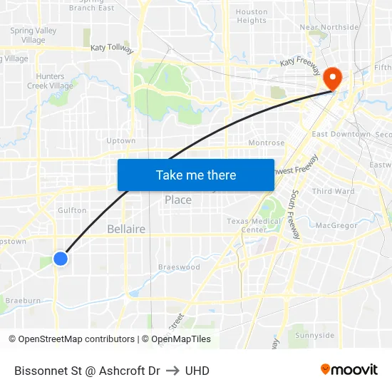 Bissonnet St @ Ashcroft Dr to UHD map