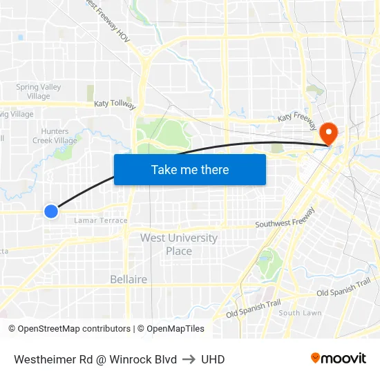Westheimer Rd @ Winrock Blvd to UHD map