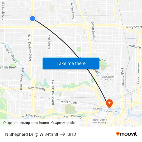 N Shepherd Dr @ W 34th St to UHD map