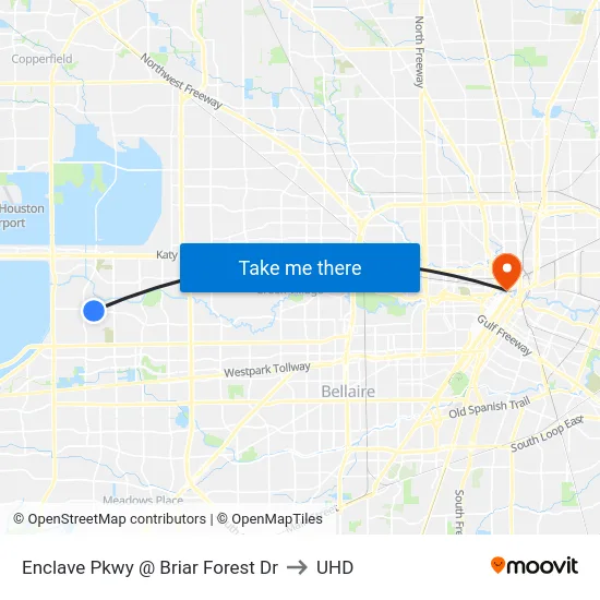 Enclave Pkwy @ Briar Forest Dr to UHD map