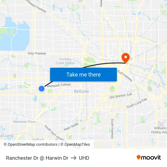 Ranchester Dr @ Harwin Dr to UHD map