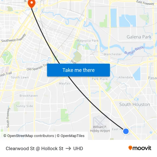 Clearwood St @ Hollock St to UHD map