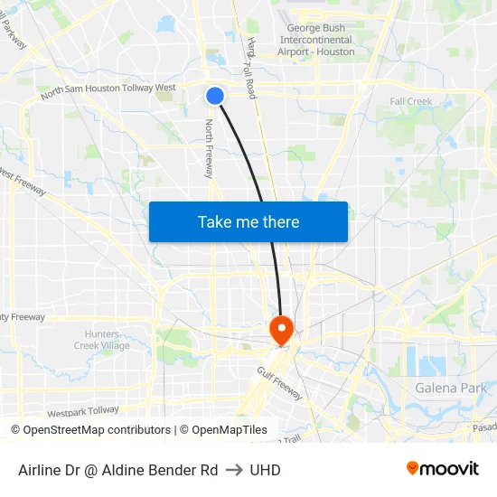 Airline Dr @ Aldine Bender Rd to UHD map