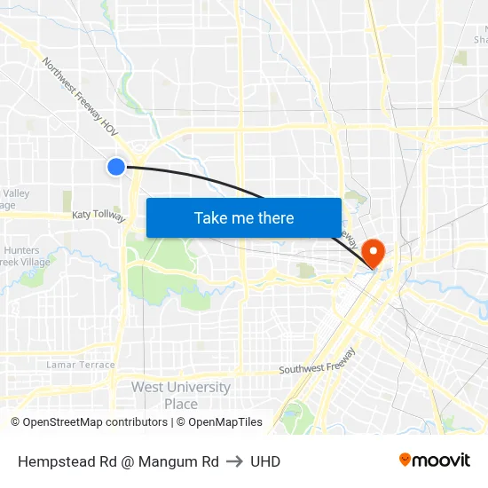 Hempstead Rd @ Mangum Rd to UHD map