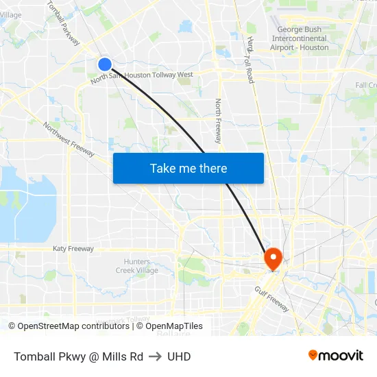 Tomball Pkwy @ Mills Rd to UHD map