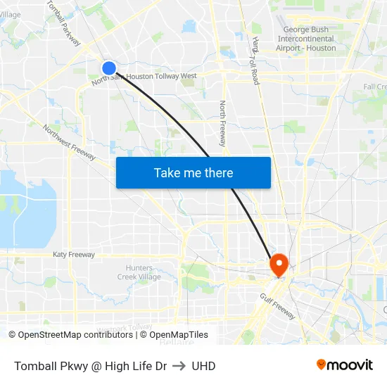 Tomball Pkwy @ High Life Dr to UHD map