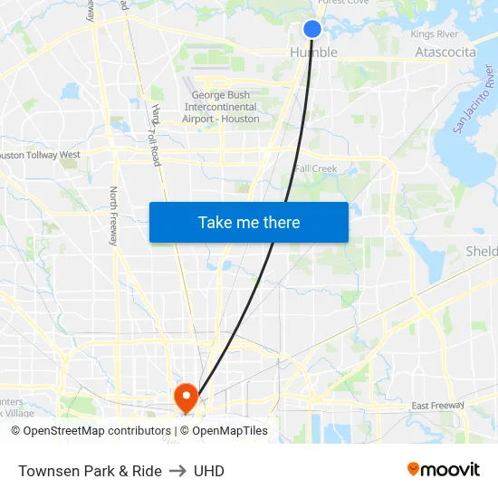 Townsen Park & Ride to UHD map
