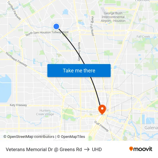 Veterans Memorial Dr @ Greens Rd to UHD map